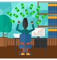 successful business woman with money vector image