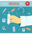 first medical aid set of icons health equipment vector image