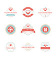 happy valentines day greetings cards and badges vector image