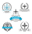 easter holy cross with dove bird badge set vector image vector image