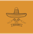 line cactus sombrero vector image vector image