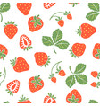seamless pattern with red strawberries decorative vector image