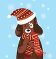 a dog in hat and scarf vector image