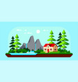 family cottage house in forest flat design vector image vector image