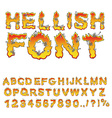 hellish font inferno abc fire letters sinners vector image