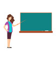 cartoon teacher woman at blackboard teaching vector image vector image
