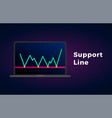 support line flat icon with laptop and text vector image vector image
