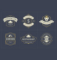 restaurant logos templates set vector image