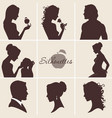 silhouettes set with woman man and child vector image