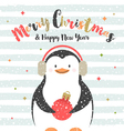 christmas design with penguin vector image