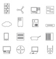 computer network simple outline icons set eps10 vector image