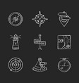 navigation chalk white icons set on black vector image