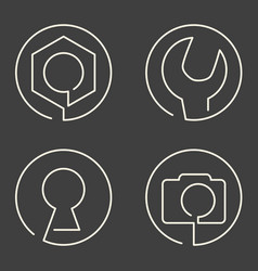 Set of flower logo on dark grey background Vector Image