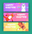 happy easter banners with funny puppet dolls set vector image vector image