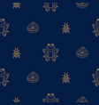 dark blue and gold outline frog on pond seamless vector image vector image