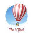 3d realistic red and white hot air balloon vector image