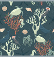 seamless pattern abstract sea life vector image