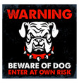 vintage textured beware dog sign vector image vector image