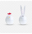white ceramic easter bunny and chicken vector image vector image