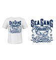 crab t-shirt print mockup surfing club waves vector image vector image