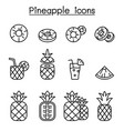 pineapple icon set in thin line style vector image vector image