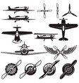 set airplanes propellers aviation design vector image vector image