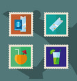 bundle four vacations set stamps icons vector image vector image