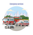 colorful emergency city transport concept vector image