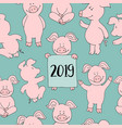 seamless pig collection set banner happy new year vector image
