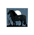 strong horse stands tall at night vector image vector image