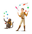 circus juggler and monkey juggling balls vector image vector image