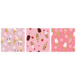 set of seamless patterns with ice cream graphics vector image