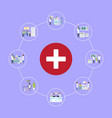 white cross in red circle vector image