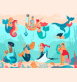 mermaid cartoon beautiful girl princess vector image
