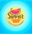 hello summer 2020 sun sky and watermelon vector image vector image