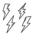 set hand drawn doodle electric lightning bolt vector image