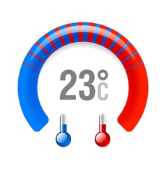 3d hot and cold round sign temperature balance Vector Image