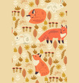 forest seamless pattern with foxes and hares vector image vector image