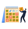 time management calendar mark completed work vector image