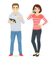 young people with gadgets vector image vector image