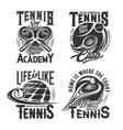 tennis school racket sport club t-shirt print vector image vector image