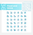 food and drink pixel perfect blue rgb color icons vector image vector image