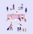 men and women with suitcases waiting at airport vector image