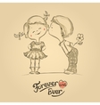 hand drawn of kissing boy and girl vector image vector image