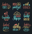 set of vintage bakery hand lettering vector image