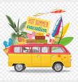 summer travel with bus beach vector image