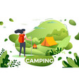 tourist girl camp bonfire vector image
