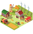 farmyard with buildings and machines vector image