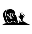 gravestone with sticking out zombie hand vector image