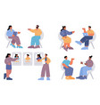 hr managers and candidates on job interview vector image